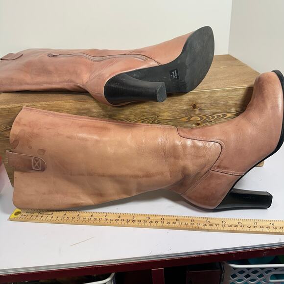 Dollhouse Knee High Leather Boots Women SZ 9 Chunky 4" Heel Western Coquette Y2K - Picture 12 of 13